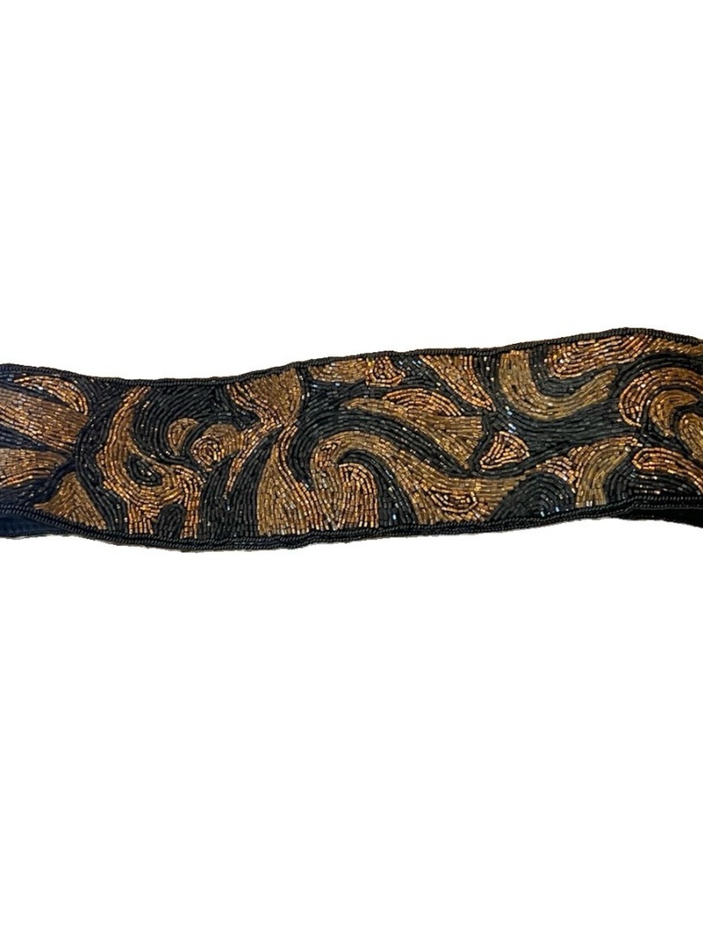Vintage Black and Gold Swirl Beaded Waist Belt